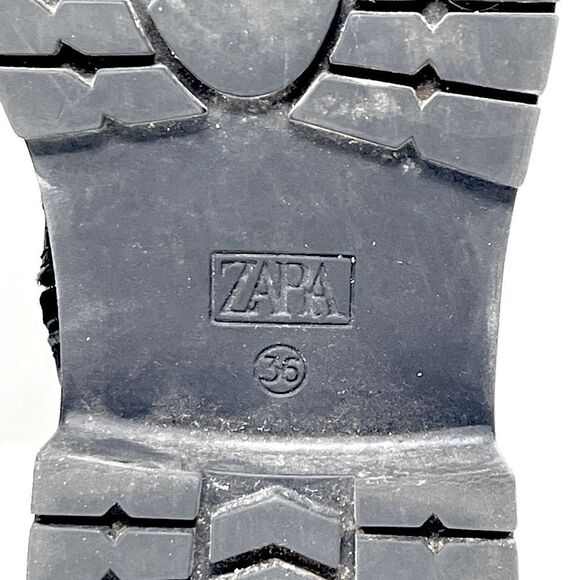 Zara Chelsea Black Leather Inside Zip Platform Lug Sole Ankle Boots EU 36 (US 6) - Picture 8 of 10